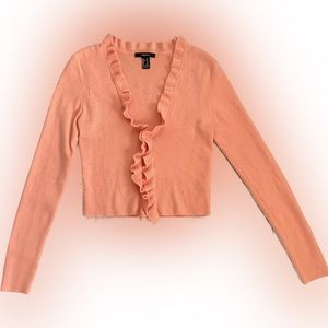 Forever 21 Y2k salmon ruffled cardigan